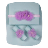Purple Floral Headband & Baby Feet Accessories Set