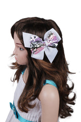 White and Pink Shiny Sequin Bow