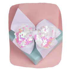 White and Pink Shiny Sequin Bow
