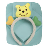 Yellow Bear Hairband - Plush Hairband with smiling bear face and heart accents, soft and stylish for girls aged 3-10.