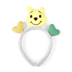 Yellow Bear Hairband - Soft Plush Hairband with yellow bear and colorful hearts, perfect hair accessory for young girls.