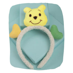 Yellow Bear Hairband - Plush Hairband with smiling bear face and heart accents, soft and stylish for girls aged 3-10.