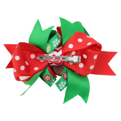 Christmas Grosgrain Ribbons Red Green Hair Clip Bow for Girls