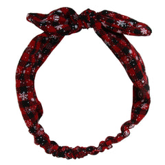 Christmas Red & Black Snowflake Plaid Hairband – Top Knot Style