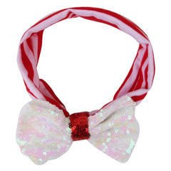 Christmas Fabric Baby Headband with White Bow
