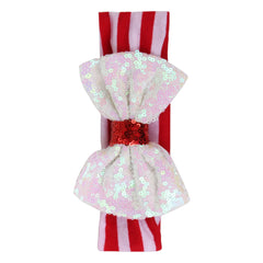 Christmas Fabric Baby Headband with White Bow