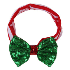 Christmas Fabric Baby Headband with Green Bow