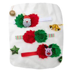 Christmas Pack of 3 Baby Headbands – Santa & Reindeer Print