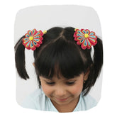 Colourful Flower Hair Clip Pair – Grosgrain Ribbon