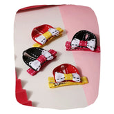 Bunny Ear Hair Clips – Red & Black (Set of 4)