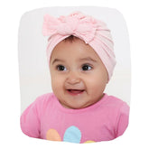 Pure Cotton Baby Pink Bow Knot Turban – Ultra-Soft & Stretchable