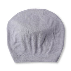 Back view of Pure Cotton Grey Bow Knot Baby Turban showing stretchable cotton fabric. Ideal hair accessory for infants and toddlers.