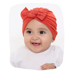 Pure Cotton Red Bow Knot Baby Turban – Stretchable & Hypoallergenic