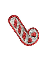 Glitter Christmas Hair Clip shaped like a candy cane with red and silver sparkle, ideal for festive girls' hairstyles.