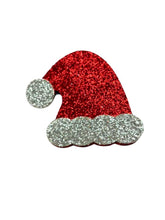 Red and silver glitter Santa hat hair clip from the Christmas Glitter Hair Clips & Bows collection, ideal for festive styling.