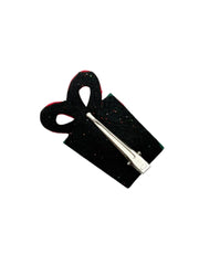 Back view of the Christmas Glitter Hair Clip showing secure alligator clasp for firm hold, perfect for festive kids' hair accessories.