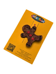 Christmas Glitter Hair Clip on branded Arendelle Kids packaging, featuring a gingerbread man design perfect for holiday gifts and party wear.
