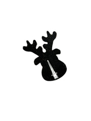 Back view of Rudolph Reindeer Hair Pin showing secure metal clip, ideal for holiday styling and comfort.