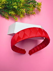 Red Solid Grosgrain Ribbon Hairband for Women and Girls | Textured Everyday Headband
