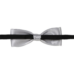 Adjustable Satin Bow Tie for Boys – Silver (Pre-Tied & Clip-On)