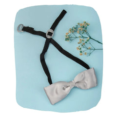Adjustable Satin Bow Tie for Boys – Silver (Pre-Tied & Clip-On)