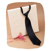 Adjustable Satin Neck Tie for Boys – Black (Pre-Tied & Clip-On)
