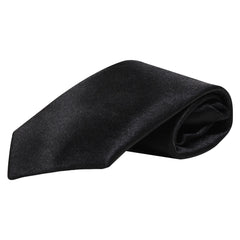 Adjustable Satin Neck Tie for Boys – Black (Pre-Tied & Clip-On)