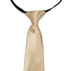 Adjustable Satin Neck Tie for Boys – Gold (Pre-Tied & Clip-On)
