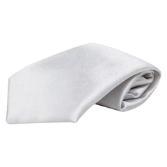 Adjustable Satin Neck Tie for Boys – Silver (Pre-Tied & Clip-On)