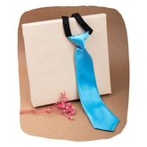 Adjustable Satin Neck Tie for Boys – Blue (Pre-Tied & Clip-On)