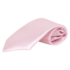 Adjustable Satin Neck Tie for Boys – Baby Pink (Pre-Tied & Clip-On)