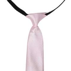 Adjustable Satin Neck Tie for Boys – Baby Pink (Pre-Tied & Clip-On)