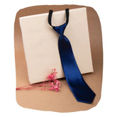 Adjustable Satin Neck Tie for Boys – Dark Blue (Pre-Tied & Clip-On)