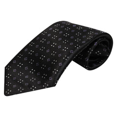 Adjustable Satin Neck Tie for Boys – Printed Black (Pre-Tied & Clip-On)