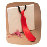 Adjustable Satin Neck Tie for Boys – Printed Red (Pre-Tied & Clip-On)