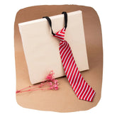 Adjustable Satin Neck Tie for Boys – Striped Red (Pre-Tied & Clip-On)