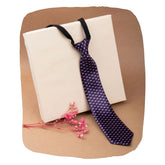 Adjustable Satin Neck Tie for Boys – Dotted Purple (Pre-Tied & Clip-On)