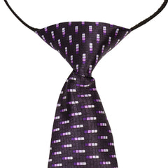 Adjustable Satin Neck Tie for Boys – Dotted Purple (Pre-Tied & Clip-On)