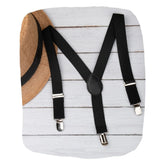 Adjustable Y-Back Suspenders for Boys – Black (Clip-On & Stretchable)