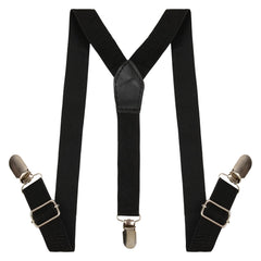 Adjustable Y-Back Suspenders for Boys – Black (Clip-On & Stretchable)