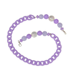 Close-up of Arendelle dual-use kids beaded chain with purple links and beads, perfect for securing masks or sunglasses with flair.