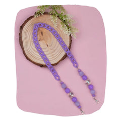 Kids beaded mask glasses chain in Arendelle purple with chunky acrylic links and colorful beads, ideal for securing masks or eyewear stylishly.