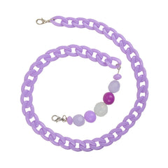 Close-up of Kids Beaded Mask Glasses Holder with lavender chain and multicolor beads, perfect for stylishly securing eyewear or masks.