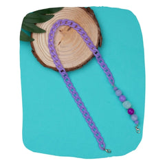 Kids Beaded Mask Glasses Holder in purple with chunky chain and colorful beads, ideal for securing masks or glasses in a fun, dual-purpose design.