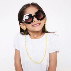 Yellow Beaded 2-in-1 Mask & Sunglass Holder for Kids