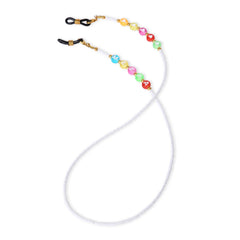 White Beaded Personalized Name & Heart Beads 2-in-1 Mask & Sunglass Holder