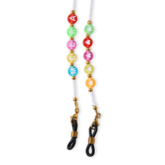 White Beaded Personalized Name & Heart Beads 2-in-1 Mask & Sunglass Holder