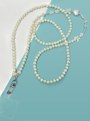 Arendelle Handmade Pearl Beaded Mobile Lanyard Necklace with Universal Holder | Minimal Neck Accessory for Smartphones