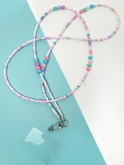 Arendelle Handcrafted Pastel Multicolour Beaded Mobile Lanyard Necklace with Universal Holder | Cute Neck Accessory for Smartphones