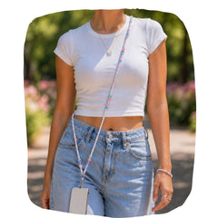 Arendelle Handcrafted Pastel Multicolour Beaded Mobile Lanyard Necklace with Universal Holder | Cute Neck Accessory for Smartphones
